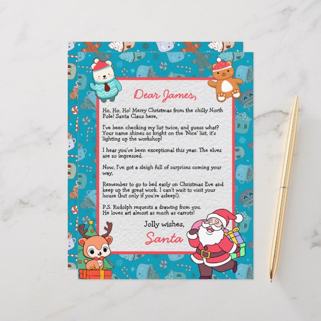 Personalised Letter from Santa Claus for kids (Front/Back In Situ)