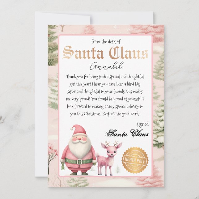 Personalised Letter from Santa Claus Invitation (Front)