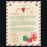 Personalised Letter From Santa North Pole Mail<br><div class="desc">Personalise this letter from Santa with your child's name and text. This design features a Santa,  presents,  mistletoes,  an oval Merry Christmas stamp and red green striped border. On the back is red and green striped background.</div>