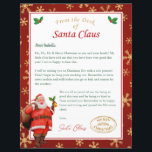 Personalised Letter From Santa | North Pole Mail<br><div class="desc">Personalise this letter from Santa with your child's name and text. This design features a watercolor Santa,  mistletoes,  an oval Merry Christmas stamp and faux gold snowflakes red border.</div>