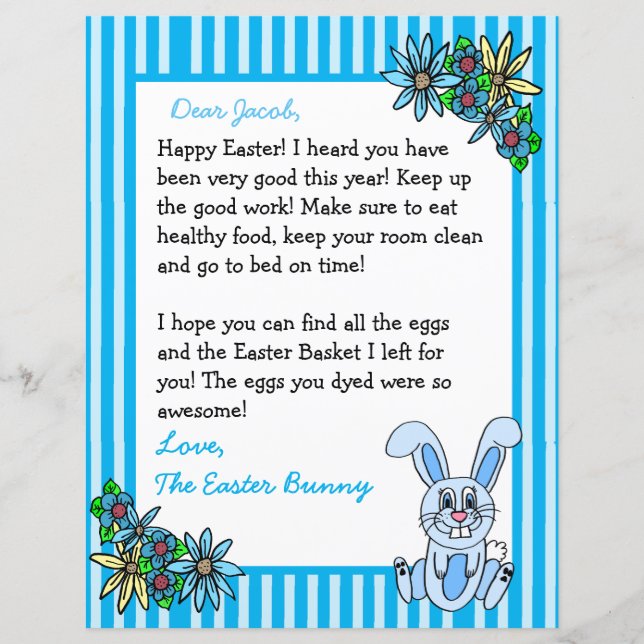 Personalised Letter from the Easter Bunny 2 Sided (Front)