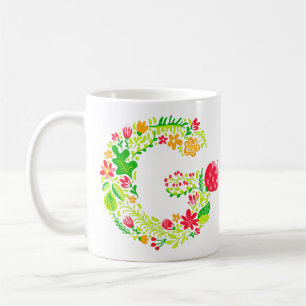 Personalised Letter G in Flowers Coffee Mug