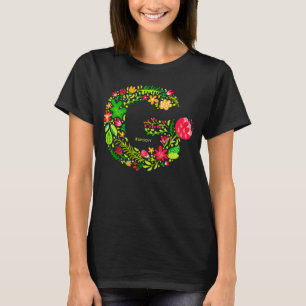 Personalised Letter G in Flowers T-Shirt