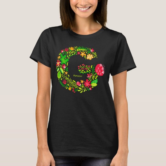 Personalised Letter G in Flowers T-Shirt (Front)