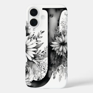 Personalised Letter J Elegant Floral Watercolor  iPhone 16 Case