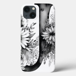 Personalised Letter J Elegant Floral Watercolor  iPhone 13 Case