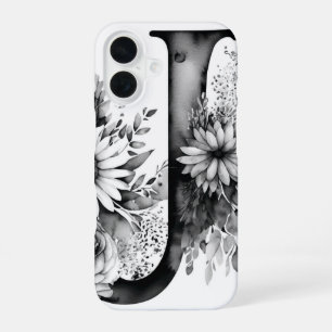 Personalised Letter J Elegant Floral Watercolor iPhone 16 Case