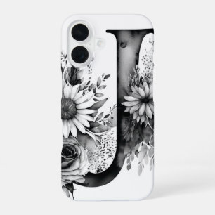 Personalised Letter J Elegant Floral Watercolor iPhone 16 Case