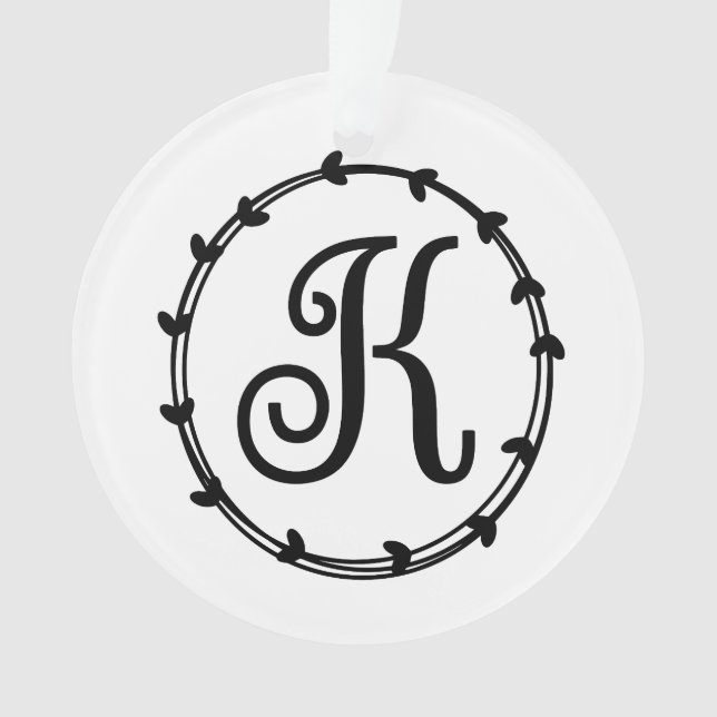 Personalised Letter K Christmas Ornament (Front)