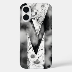Personalised Letter M Elegant Floral Watercolor  iPhone 16 Case