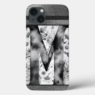 Personalised Letter M Elegant Floral Watercolor  iPhone 13 Case