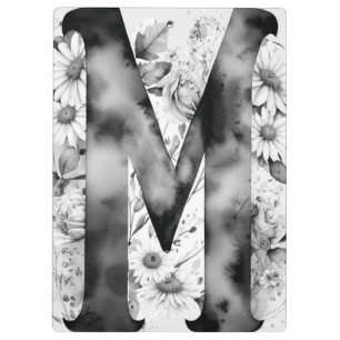 Personalised Letter M Floral Watercolor Teacher's  Clipboard