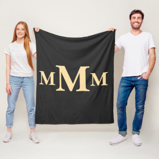 Personalised Letter "M" Monogram  Template Fleece Blanket