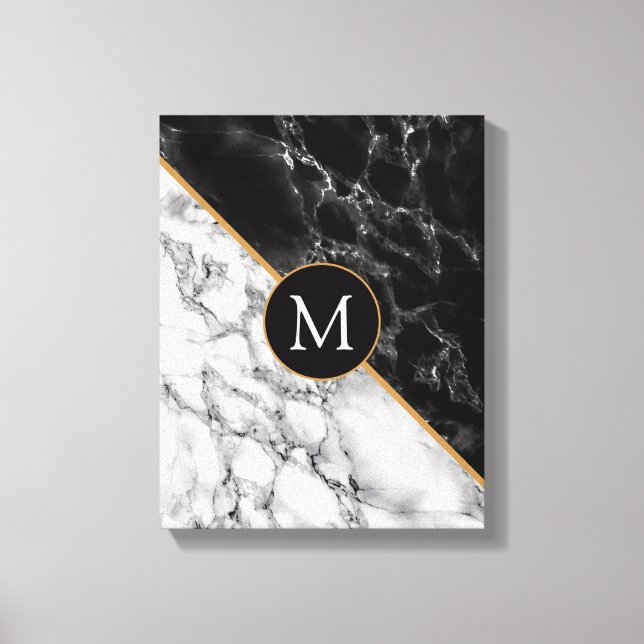 Personalised Letter Monogram Marble Canvas Print (Front)