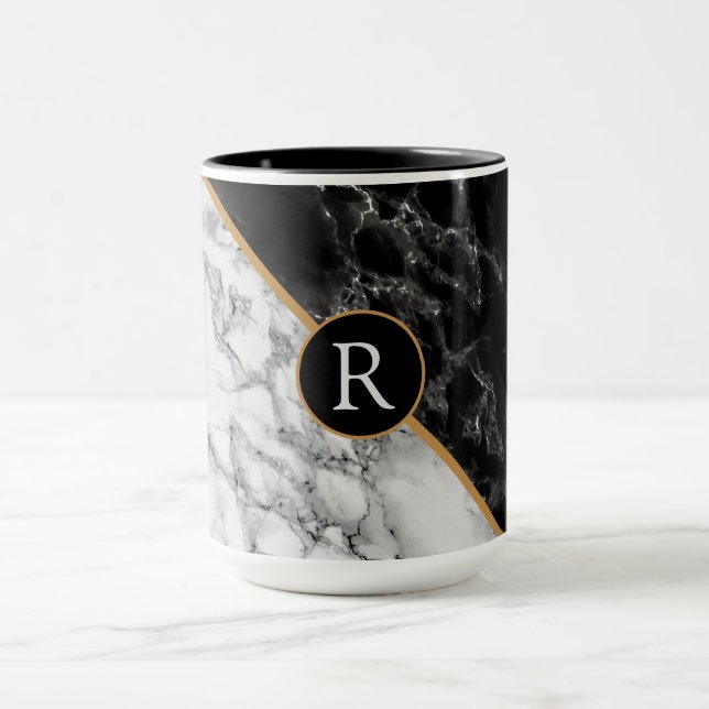 Personalised Letter Mug Marble Stone Design (Center)