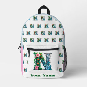 Personalised Letter N Printed Backpack