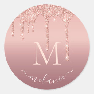 Personalised Letter Name Rose Gold Glitter Sticker
