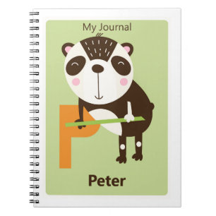 Personalised Letter P Cute Panda Kids Journal
