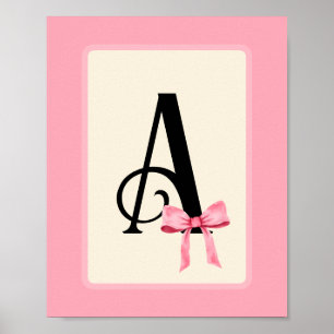 Personalised Letter Print with Pink Coquette Bow