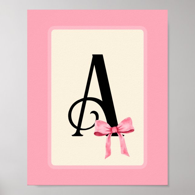 Personalised Letter Print with Pink Coquette Bow (Front)