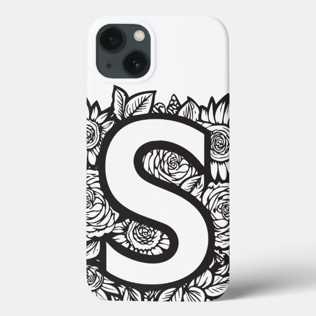 Personalised Letter S Elegant Tattoo Flowers Case-Mate iPhone Case (Back)