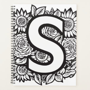 Personalised Letter S Tattoo Flower Monogram Planner