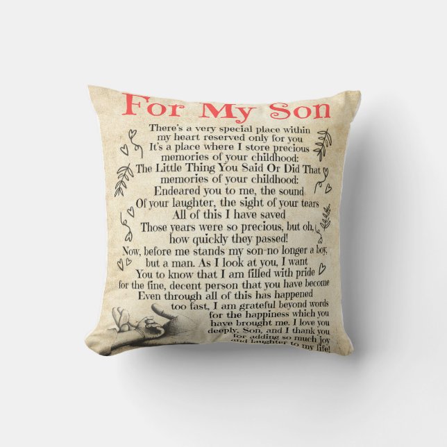 Personalised Letter To For My Son Cushion (Front)
