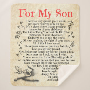 Personalised Letter To For My Son Sherpa Blanket