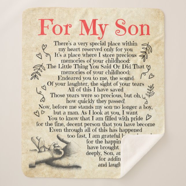 Personalised Letter To For My Son Sherpa Blanket (Front)