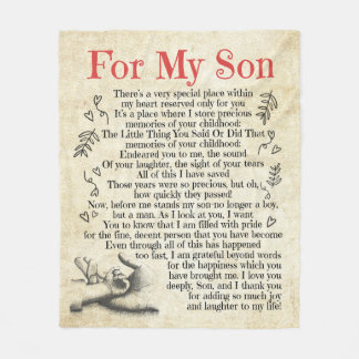 Personalised Letter To For My Son, Son Birthday Fleece Blanket