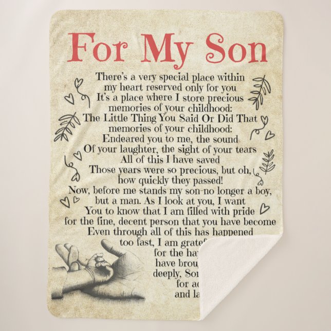 Personalised Letter To For My Son, Son Birthday Gi Sherpa Blanket (Front)