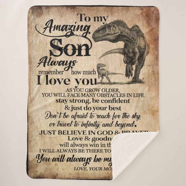 Personalised Letter To My Amazing Son Sherpa Blanket (Front)
