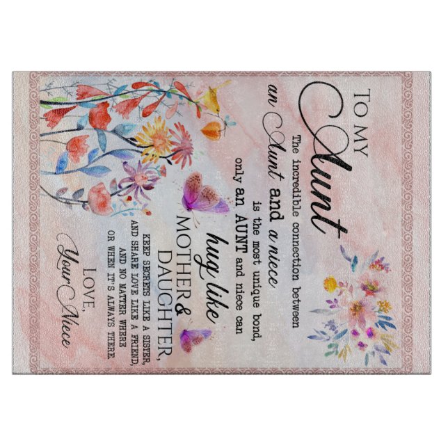 Personalised Letter To My Aunt Cutting Board (Front)