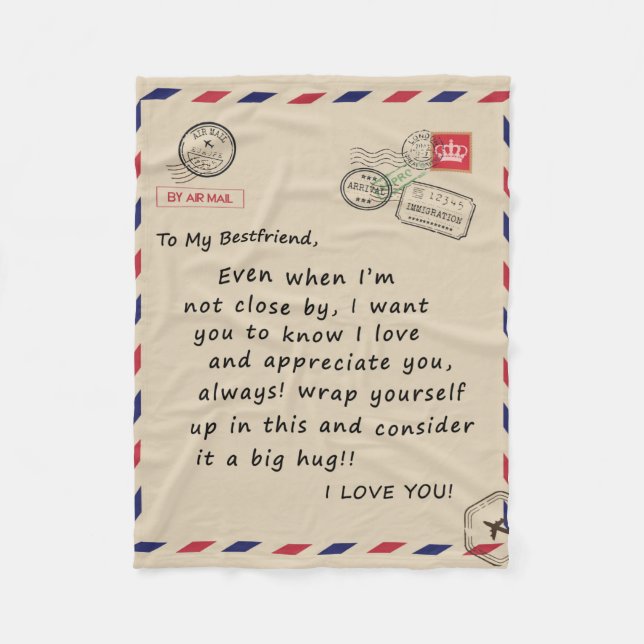 Personalised Letter To My Bestfriend, Fleece Blanket (Front)