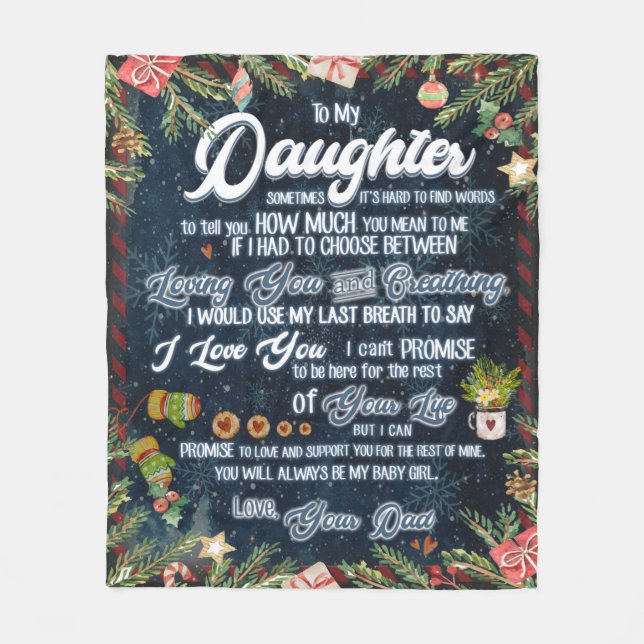 Personalised Letter To My Daughter From Dad Fleece Blanket (Front)
