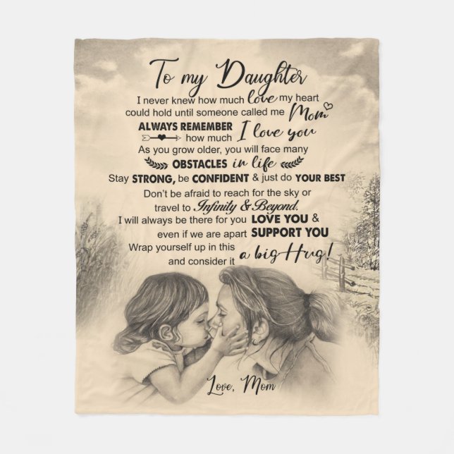Personalised Letter To My Daughter From Mum Fleece Blanket (Front)