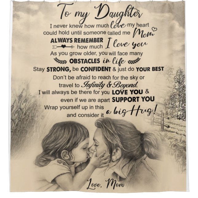 Personalised Letter To My Daughter From Mum Shower Curtain (Front)