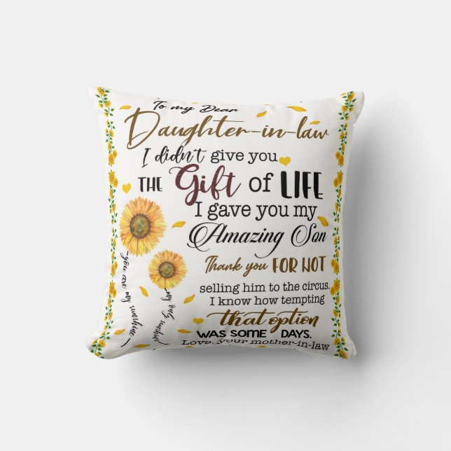 Personalised Letter To My Daughter In Law Cushion (Front)