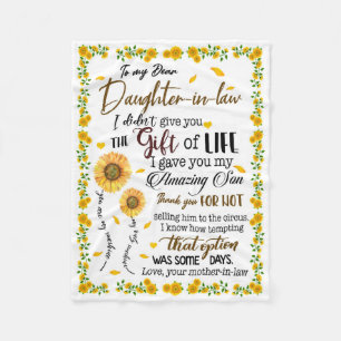 Personalised Letter To My Daughter In Law Fleece Blanket