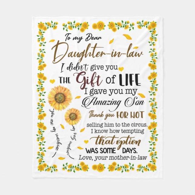 Personalised Letter To My Daughter In Law, Fleece Blanket (Front)