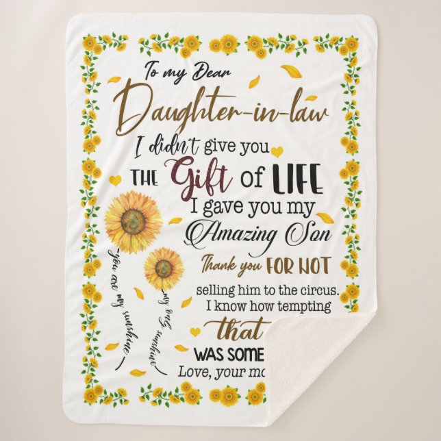 Personalised Letter To My Daughter In Law, Sherpa Blanket (Front)