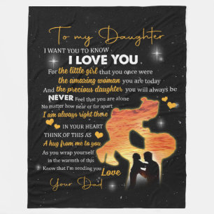 Personalised Letter To My Daughter Love From Dad B Fleece Blanket