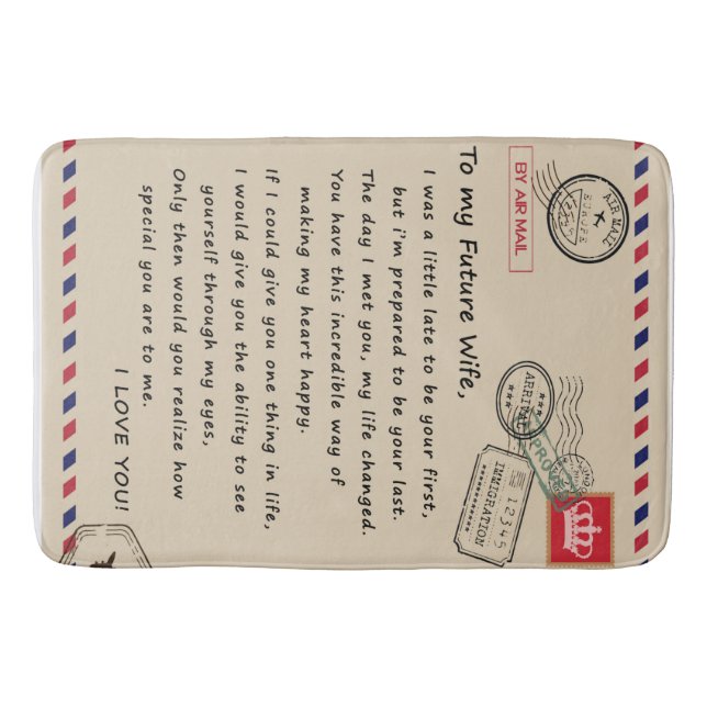 Personalised  Letter To My Future Wife Bath Mat (Front)
