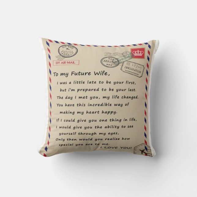 Personalised  Letter To My Future Wife Cushion (Front)
