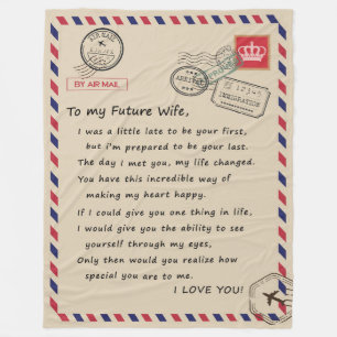 Personalised  Letter To My Future Wife Fleece Blanket
