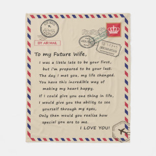 Personalised Letter To My Future Wife From Husband Fleece Blanket