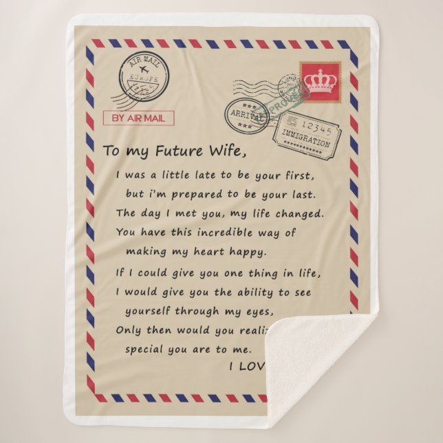 Personalised  Letter To My Future Wife Sherpa Blanket (Front)