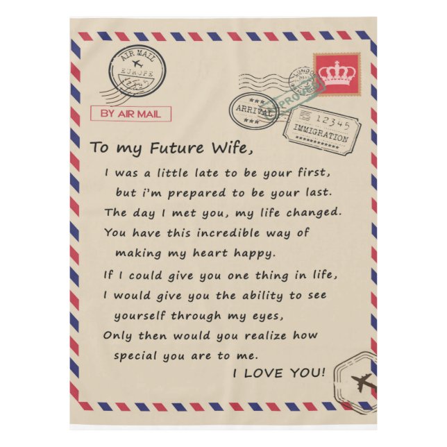 Personalised  Letter To My Future Wife Tablecloth (Front)