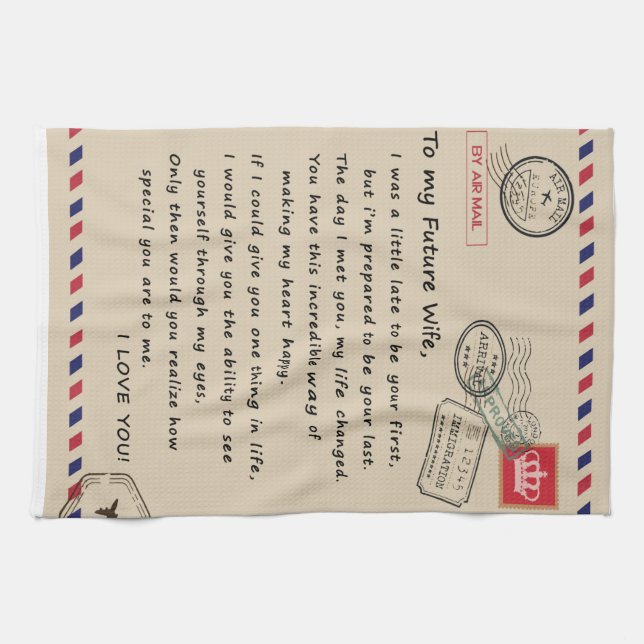Personalised  Letter To My Future Wife Tea Towel (Horizontal)