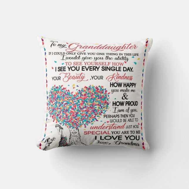 Personalised Letter To My Granddaughter Cushion (Front)